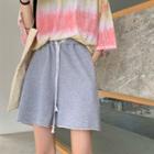 Drawstring Wide-leg Shorts Gray - One Size