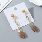 Wooden Dangle Earring 1 Pair - Coffee - One Size