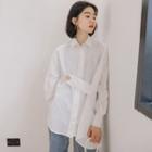 Side-slit Buttoned Shirt White - One Size