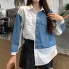 Long -sleeve Denim Panel Shirt