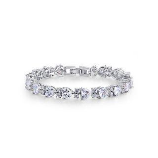 Simple Bright Heart-shaped Cubic Zirconia Bracelet 17cm Silver - One Size