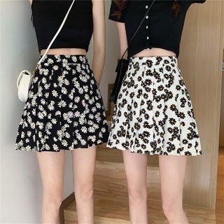 Floral Mini A-line Pleated Skirt