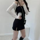 Long-sleeve T-shirt / Spaghetti Strap Mini Dress