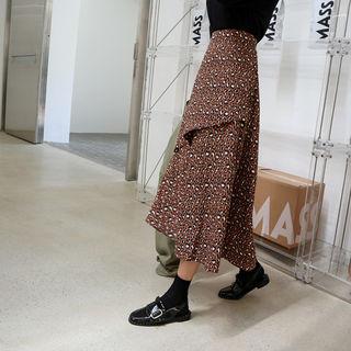 Leopard Diagonal A-line Long Skirt
