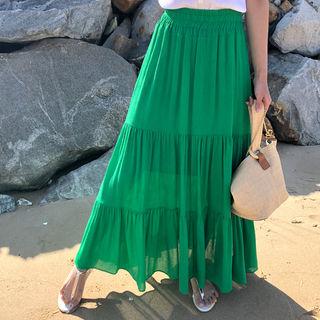 Flared Maxi Tiered Skirt