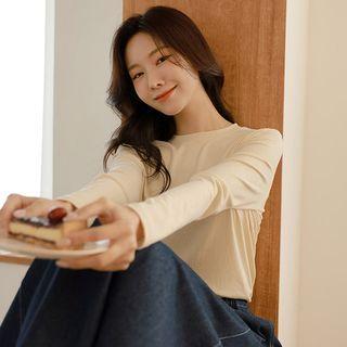 Basic Round-neck Ribbed T-shirt