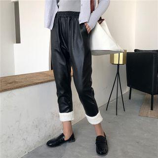Faux-leather Cropped Straight-cut Pants