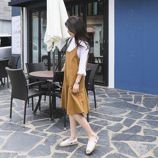Set: 3/4-sleeve M Lange Top + Flounced Pinafore Dress
