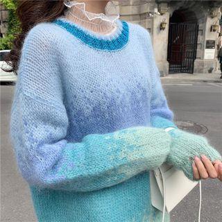 Stand-collar Sheer Mesh Long-sleeve Top