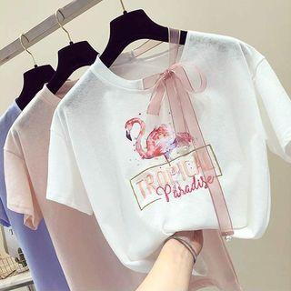 Short-sleeve Swan Print T-shirt
