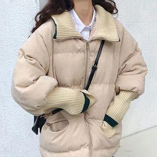 Lettering Padded Jacket Almond - One Size