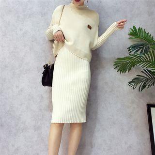 Set: Knit Vest + Long-sleeve Knitted Dress