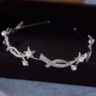 Wedding Faux Pearl Star Headband Silver - One Size