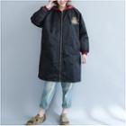 Padded Hooded Long Coat Black - One Size