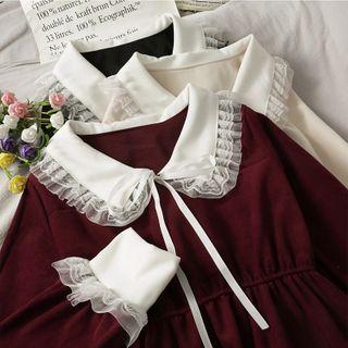 Lace-trim Colorblock Midi Dress