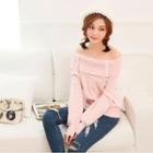 Lace Up Detailed Off Shoulder Sweater