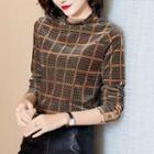 Long Sleeve Printed Velvet T-shirt