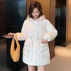 Knit Panel Padded Zip-up Hooded Jacket
