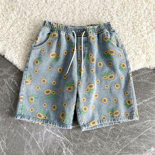 Flora Print Denim Shorts