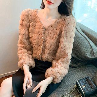 Flower Detail Dotted Blouse