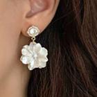 Sterling Silver Flower Drop Earring 1 Pair - White - One Size