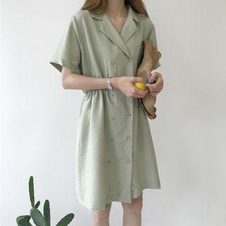 Double-breasted Notch Lapel Short-sleeve Dress
