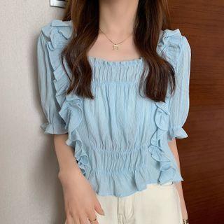 Square Neck Shirred Blouse