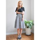 Buttoned Stripe A-line Skirt