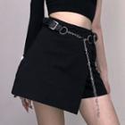 Asymmetrical Mini Pencil Skirt / Long-sleeve One-shoulder Top