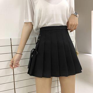 Lace Up Mini Pleated Skirt