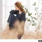 Round Neck Dot Print A-line Dress