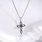 Cross Necklace Only Cross Pendant (excluding Chain) - Black & Silver - One Size
