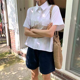 Flap-detail Short-sleeve Shirt