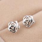 Rose Sterling Silver Earring 1 Pair - Silver - One Size