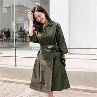 Surplice-wrap A-line Dress With Sash