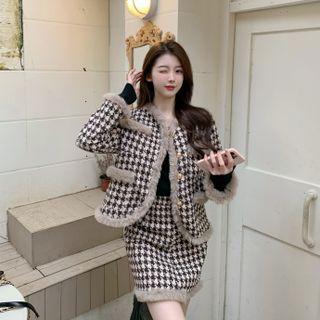 Houdnstooth Jacket / Mini Pencil Skirt