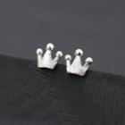 Crown Ear Stud 1 Pair - Silver - One Size