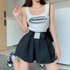 Letter Embroidered Tank Top / Shorts / Set