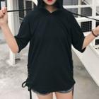 Elbow Sleeve Hooded Pullover Black - One Size