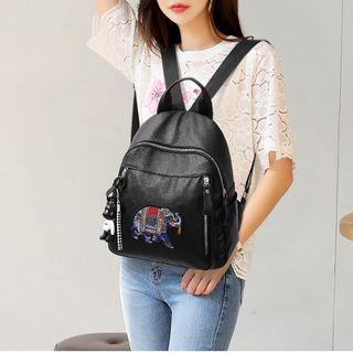 Elephant Embroidered Backpack