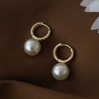 Faux Pearl Drop Earring 1 Pair - Hoop Earring - Faux Pearl - One Size