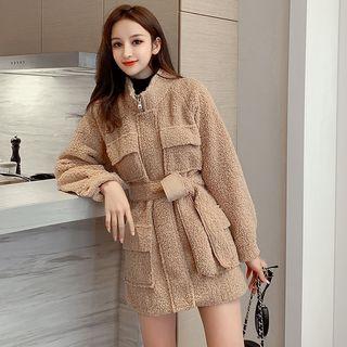 Faux-shearling Zip Coat