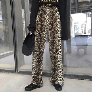 Leopard Print Wide Leg Pants Leopard - One Size