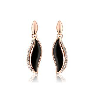 Fashion Plated Rose Gold Water Drop Earrings With White Austrian Element Crystal Rose Gold - One Size