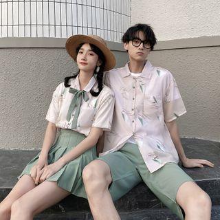 Couple Matching Printed Short-sleeve Shirt / Shorts / Mini A-line Skirt