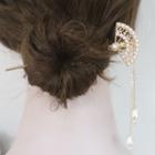 Faux Pearl Fan Hair Stick White - One Size