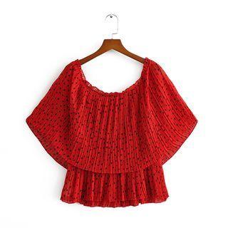 Cape-sleeve Dotted Blouse