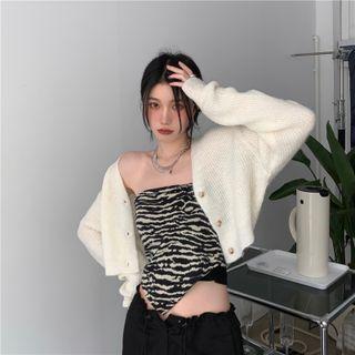 Zebra Print Tube Top Black - One Size