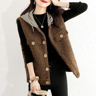 Hooded Single-breasted Fleece Vest
