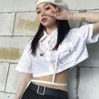 Short-sleeve Chained Cropped Shirt